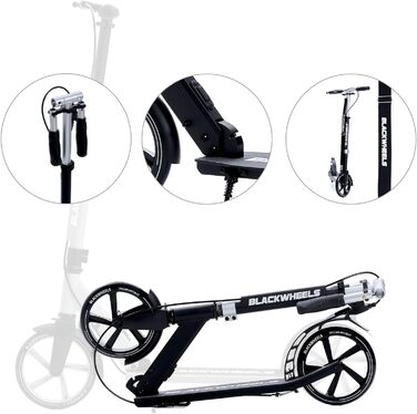 Самокат Blackwheels Orio Cityroller складаний, 200мм колеса, алюмінієва рама, ABEC 7, чорний – для підлітків та дорослих