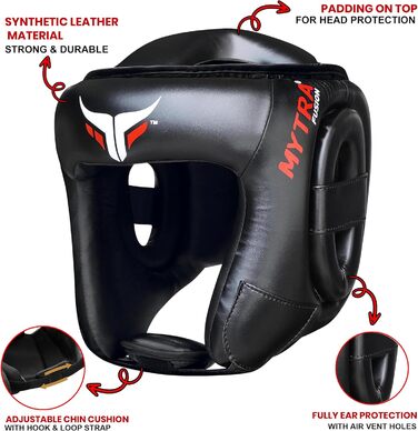 Захист голови Mytra Fusion для боксу, MMA, Муай Тай, Карате. Розміри L-XL, чорний