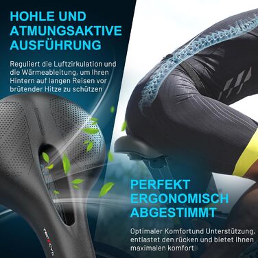 Велосипедне сідло TECHCYC з Memory Foam: комфортне, дихаюче, амортизуюче. Ергономічне сідло з підвіскою для чоловіків та жінок, 3 варіанти виконання, для трекінгу