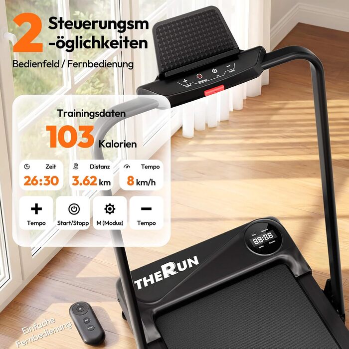Складана доріжка для ходьби THERUN Walking Pad, безшумна бігова доріжка до 10 км/год, чорна