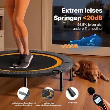 Міні-трамплін MERACH 122 см з ручкою - фітнес-трамплін, 150 кг, тихий, для дому