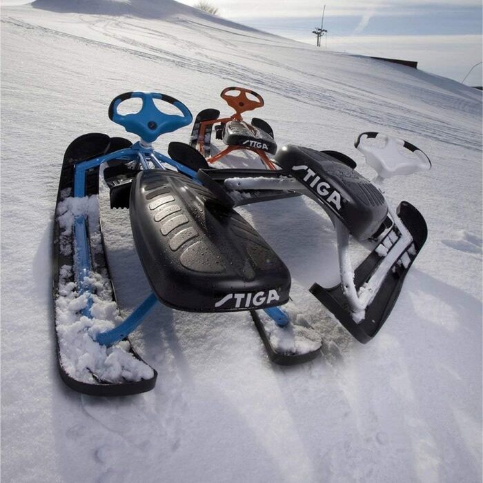 Санки Stiga Snowracer Curve GT з кермом і амортизатором для дітей та дорослих, чорні/білі, 120x55x40 см