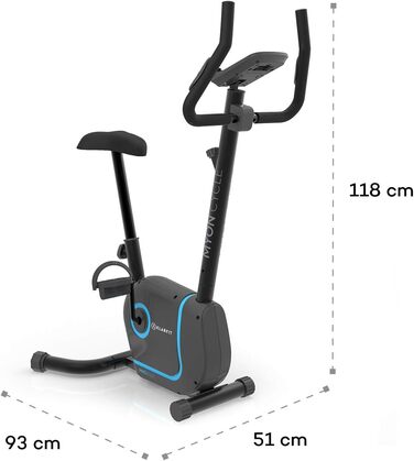 Велотренажер KLAR FIT Myon Cycle з маховиком 12 кг, ремінний привід SilentBelt, 8 рівнів навантаження, вимірювач пульсу, регульована висота сидіння, підставка для планшета, білий (чорний)