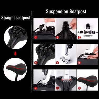 Велосипедне сідло Dripex для чоловіків та жінок: зручне, м'яке, гелеве, водонепроникне, ергономічне. Підходить для MTB, Citybike, шосейної велосипедів (Червоний)