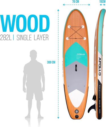 Надувна SUP-дошка Apollo iSUP 10’8/12’ комплект: весло, насос, для початківців і профі