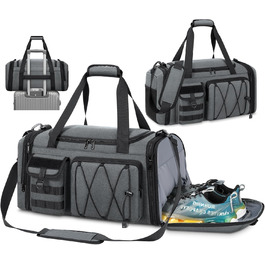 Спортивна сумка RAINSMORE 40L, водовідштовхувальна, з відділенням для взуття, для чоловіків та жінок, сіро-чорна