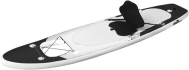 Набір SUP-дошка vidaXL надувна для дорослого, 300x76x10 см, чорна, весло, серфборд для падлбордингу