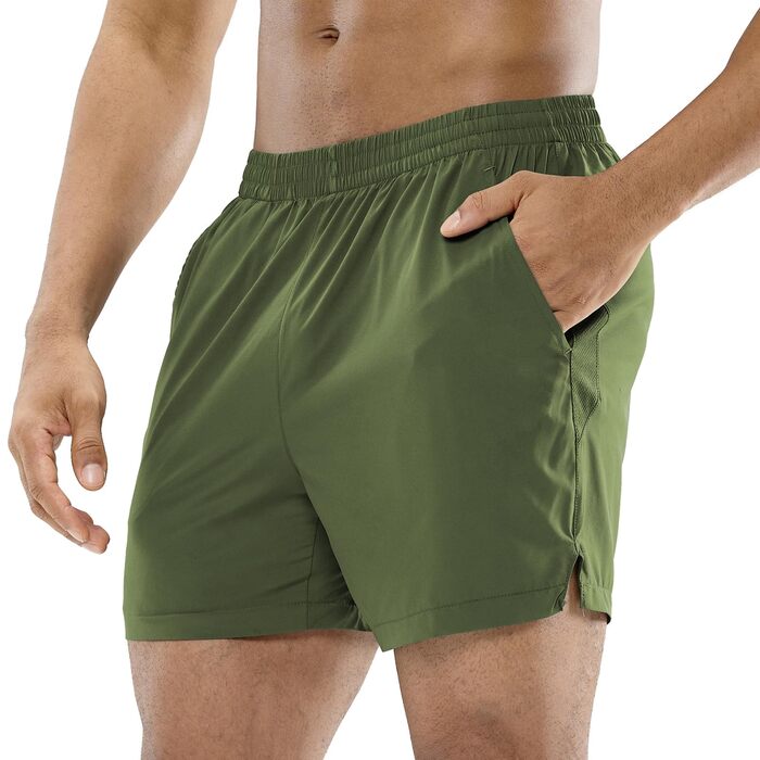 Чоловічі спортивні шорти для бігу та фітнесу MIER, швидкосохнучі outdoor шорти для тренувань з кишенями, дихаючі, армійський зелений, розмір XL