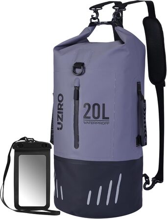 Водонепроникний рюкзак UZIRO 20L, Dry Bag, сірий
