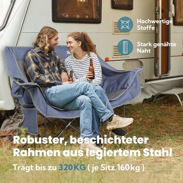 Кемпінговий диван-ліжко Duo Deluxe для 2 осіб, 320 кг, низька посадка, блакитний