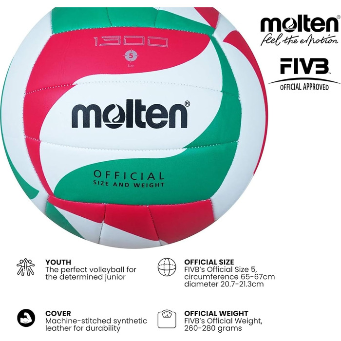 Волейбольний м'яч Molten V5M1300, розмір 5, помаранчевий/кремовий