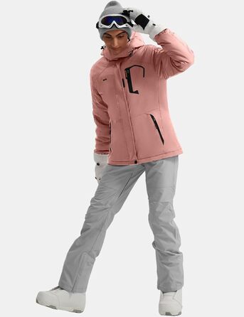 Жіноча водонепроникна гірськолижна куртка GEMYSE Winddichte Feece Outdoor-Winterjacke з капюшоном, коралловий рожевий (XXL)