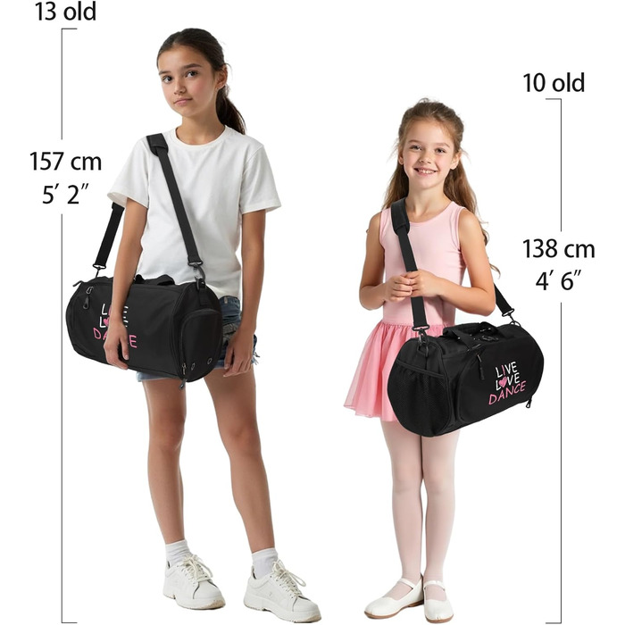 Спортивна сумка-дафл Kilofly для дівчаток: сумка для балету, танців та гімнастики, дорожня сумка на плече S1