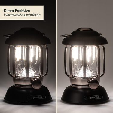 Ліхтар намету Skandika Forsol LED Retro-стиль | Акумулятор 4400mAh, регулювання яскравості, для кемпінгу, саду, декору, піших прогулянок, зелений (чорний)