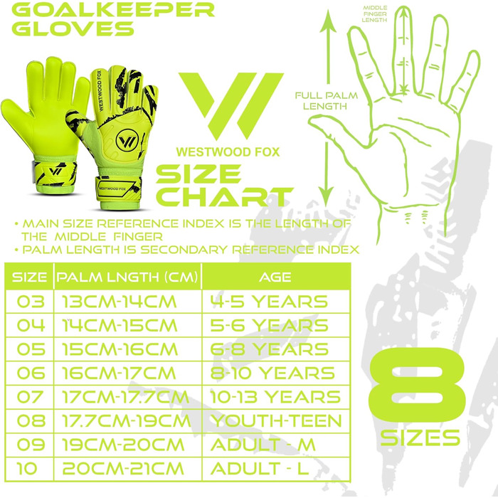 Воротарські рукавиці Westwood Fox Fingersave дитячі, підліткові, дорослі - Latex 4+3 мм, жовто-білі (розмір 4)