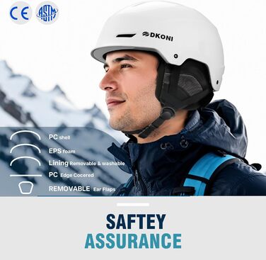 Шолом для сноуборду та гірськолижного спорту для чоловіків, жінок та дітей, регульований розмір, 3-рівнева вентиляція, міцна PC-оболонка з EPS-піною, розмір L (58-62 см)
