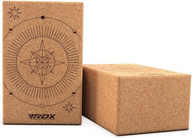 Йога-блок RDX з коркового дерева, EVA-піна, нековзкий, легкий, для балансу, гнучкості та підтримки, пілатес, фітнес, розмір 22,5x14,5x10,2 см, дизайн 5, 1 шт.