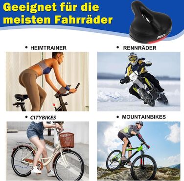 Велосипедне сідло з гелевим наповнювачем Pro 2.0: широке, м'яке, комфортне, дихаюче, з пам'яті ефектом, водонепроникне (чорне)