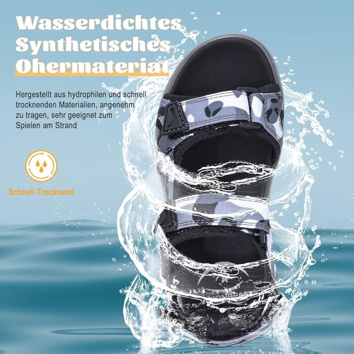 Чоловічі шкіряні сандалі Visionreast для пляжу, трекінгу та спорту. Закриті сандалі на липучках, чорні, 38 EU