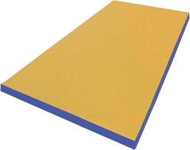 Гімнастичний мат NiroSport 150x100x8 см, м'який, водонепроникний, жовто-синій, для фітнесу, тренувань, спорту, захисту підлоги