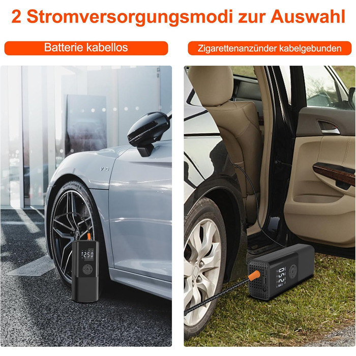 Електричний компресор для велосипедів EasyPump 12V: 150PSI, USB-C, LCD, LED, Powerbank, для всіх типів вентилів