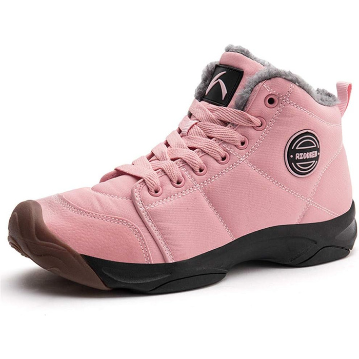 Зимові черевики Azooken для чоловіків та жінок. Теплі трекінгові черевики для ходьби снігом. Водонепроникні зимові черевики, розміри 36-48, колір рожевий