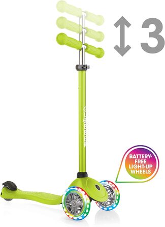Дитячий самокат Globber Primo Lights, 3 колеса, 120/80 мм, ABEC 5, регульований, LED підсвітка, неоновий
