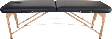 Мобільний масажний стіл 2 зони Basic 185x60 см, складаний, 11,8 кг, косметологічна кушетка, чорний