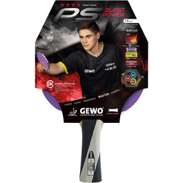 GEWO PS Blast Power – професійна ракетка для настільного тенісу, ITTF, універсальна, накладка Thunderball 2, 1,8 мм, висока обертальність, конкавна ручка