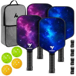 Набір для піклболу: 4 преміум дерев'яні кульки та сумка. Шляпи для піклболу, подарунок для початківців та професіоналів, обладнання для тренувань. Підходить для жінок, чоловіків, сімей. (Зоряне небо, 4 шт.)