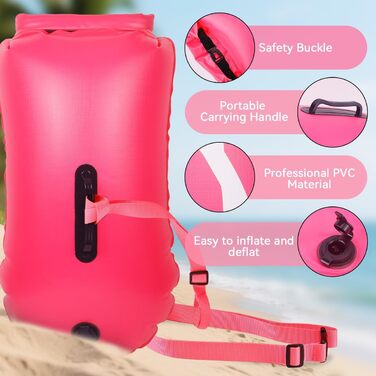 Буя для плавання Schleppschwimmer 28L, сигнальний, для відкритих вод, триатлону, водонепроникний Dry Bag, рожевий