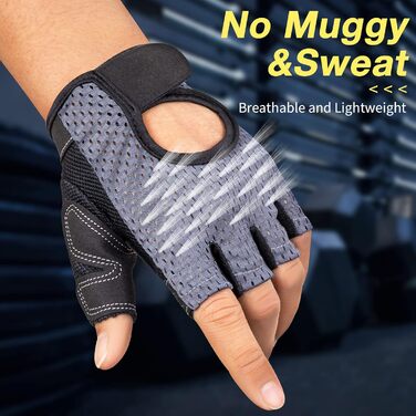 Фітнес рукавички ELLIEX для чоловіків та жінок: спортивні рукавички для тренувань, важкої атлетики, велоспорту, силових та кросфіт-тренувань (сірий, L)