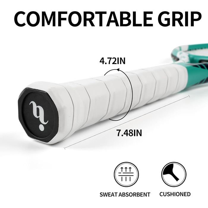 Набір тенісних ракет для дорослих 2 шт. з струнами, 27 дюймів, 3 м'ячі, 2 ручки, 2 демпфери вібрації (зелений)