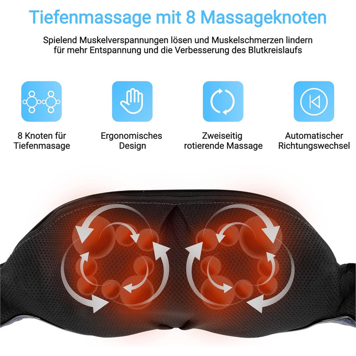 Масажер Fitleap для шиї, спини та плечей, шиацу з інфрачервоним підігрівом, дротовий, бежевий – знеболення м'язів