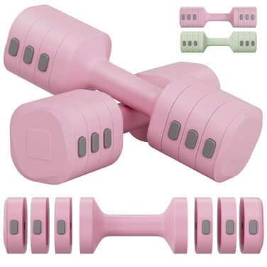 Набір змінених гантелей для жінок, 1-5 кг, 2 шт. (короткі гантелі) 4-в-1 для дому та фітнесу, тренування вдома