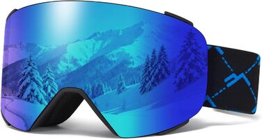 Скі-маска VCOROS YH693C з магнітною OTG, захист від УФ, антитуманне покриття, REVO, регульований ремінь, для сноубордингу та катання на лижах, 02-Срібло/Білий (VLT13 %) (10-REVO Синій/Чорний(VLT19 %))