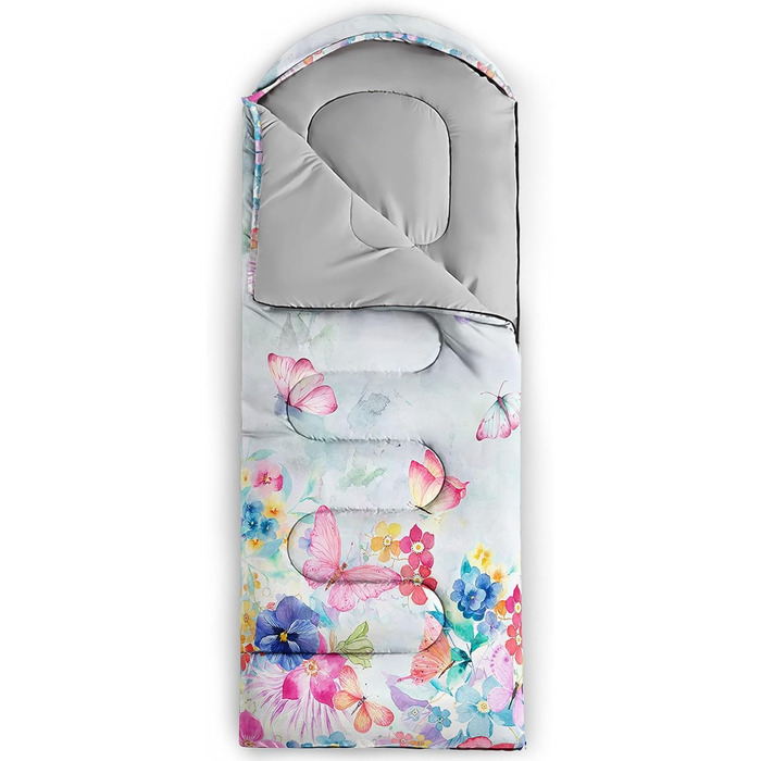 Спальний мішок HOSIMA з принтом футболу, для холодного клімату, дорослий, дитячий, водонепроникний, для кемпінгу, піших прогулянок, подорожей, полювання, компресійний мішок (квіти)