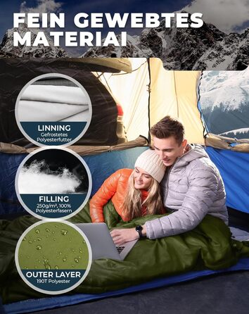 Сплячий мішок KingCamp для двох осіб, зимовий, для кемпінгу, оливковий