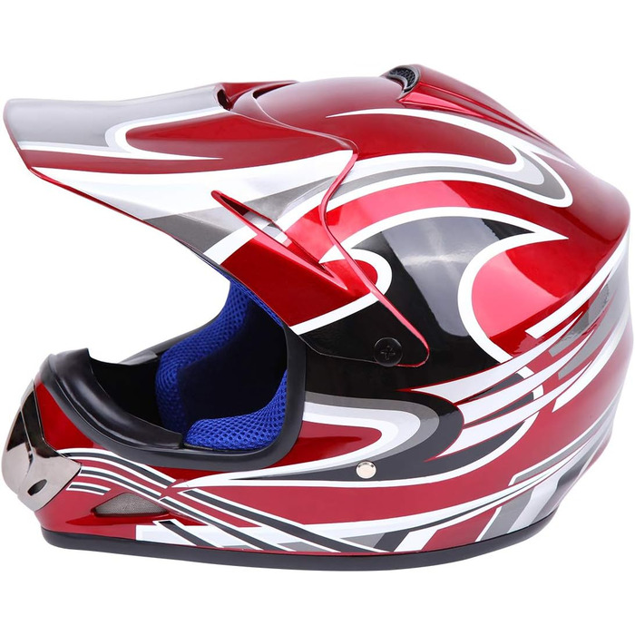 Шолом Samger DOT для дітей та підлітків, Motocross, Off Road, Dirt Bike, ATV, мотоциклетний, комплект з рукавичками та окулярами (L, Червоний)