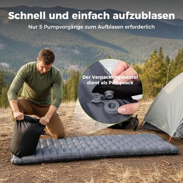 ATEPA ThermAir Ultraleichte Isomatte: Каремат для кемпінгу та хайкінгу, 6 R-value, 9 см, 183x64 см (Сірий)