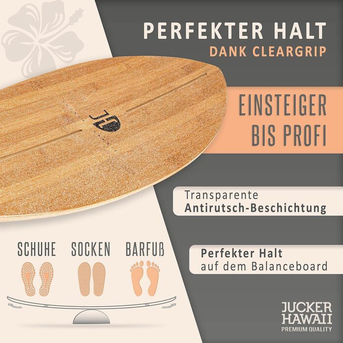 Балансборд JUCKER HAWAII Ocean Rocker, дерев'яний, нековзка поверхня, тренажер для рівноваги для дітей і дорослих, серфінг-дизайн
