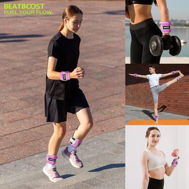 Утяжувачі для щиколоток і зап’ясть BeatBoost, 2 шт, 4-8 кг, з регульованими ременями для жінок і чоловіків, для фітнесу, пілатесу, аеробіки, тренувань