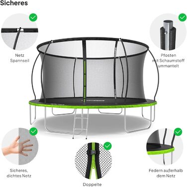 ZIPRO JumpPro Premium Трамплін для дітей Outdoor з сіткою, вологостійкий, захист від УФ, проста збірка, вантажопідйомність до 150 кг, діаметр 252/312/374/435/496 см