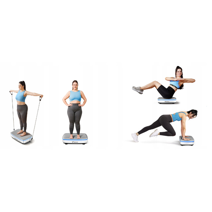 Віброплатформа для схуднення та масажу: 99 рівнів швидкості, 720 вібрацій/хв, Bluetooth, LED-дисплей