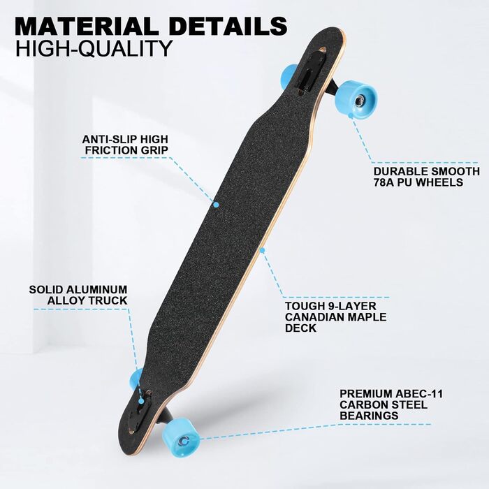 Лонгборд Skateboard 41 дюйм Drop Through, клен 9 шарів, для дорослих та дітей - швидкісні підшипники + T-Tool (Sternenhimmel)