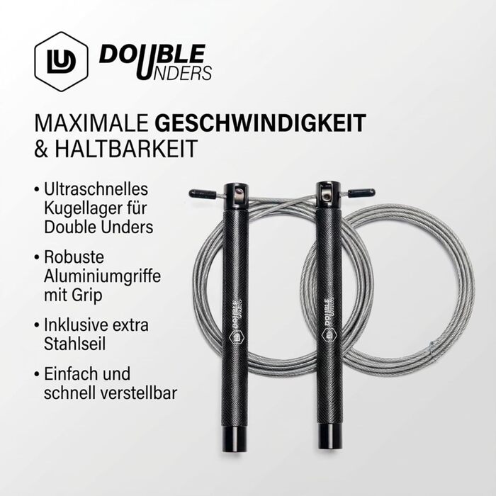 Скакалка Springseil Speed Rope: регульований, для CrossFit, боксу, фітнесу. Металеві ручки, срібно-чорний колір