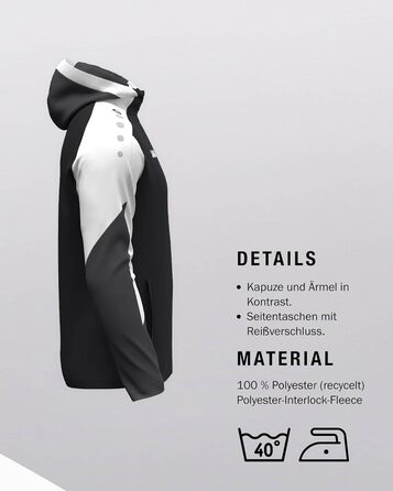Чоловіча спортивна куртка з капюшоном JAKO Dynamic, розмір 4XL, чорна/біла/антрацит