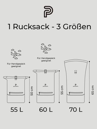 Рюкзак Pactastic Rolltop 70 л, водостійкий, для ноутбука, розширюваний, веганський матеріал, ручна поклажа