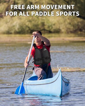 Owntop Плавуча жилетка для дорослих, штанговий ремінь, кишеня, унісекс. Підходить для SUP, каякінгу, риболовлі, вітрильного спорту, каное. Чорний колір, XL-XXL