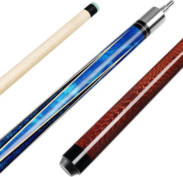 Більярдний кий Pool Queue 58 дюймів, тверде дерево, наконечники 13 мм, для професійних гравців, 1/2 кий, більярдний стіл, спорт (Колір: Браун)